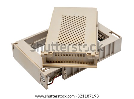 Electronic collection - Used old mobile hdd rack internal box isolated on white background
