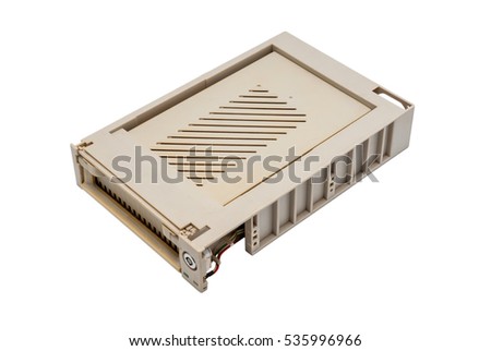 Electronic collection - Used old mobile hdd rack internal box isolated on white background.