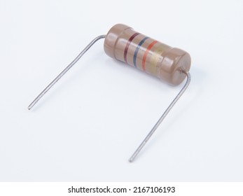 Electronic Component - Resistor On White Background. Color Bar Code.