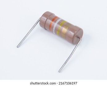 Electronic Component - Resistor On White Background. Color Bar Code.