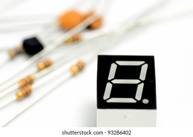Electronic components. 7 segment LED And other parts.