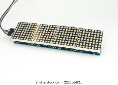 Electronic components 8x8 dot matrix led isolated on white. Electronic DIY parts for electronics hobbyists. Led light with 8 x 8 configuration. Electronic DIY parts.