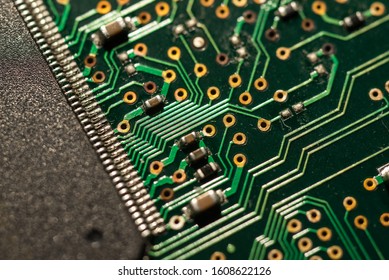 electronic computer board, microchip close up
