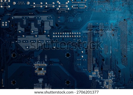 Electronic computer circuit board hardware technology. Motherboard digital chip. Computer components background.