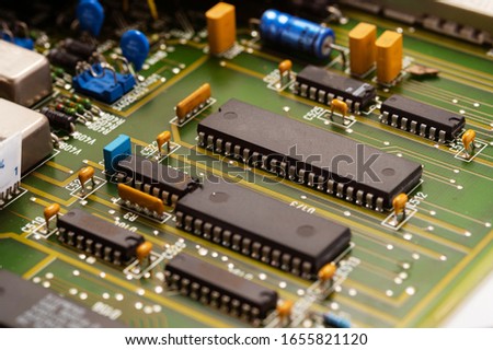 Electronic computer hardware technology. Closeup