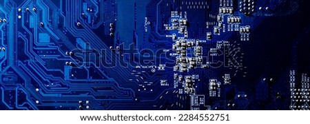 Electronic computer hardware technology.Circuit board.On the other hand Motherboard digital chip.Tech science background. Integrated communication processor. Information engineering component.Banner.