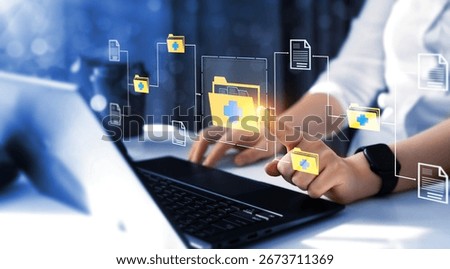 Electronic database and documents a patient's. Technology access information of history patient's, database, storage, Medical big data.