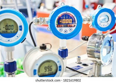 Electronic digital pressure gauge for precision measurements at  industrial exhibition