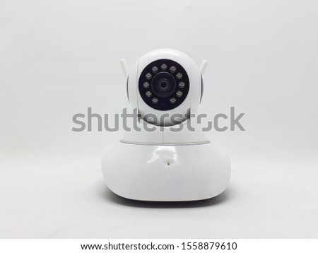 Electronic Digital Sensor CCTV Camera Lens with Infra Red Feature for Home Security Crime Prevention in White Isolated Background