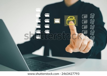 Electronic documents, Document management system and process automation. Search and managing files online document database, Document management concept.