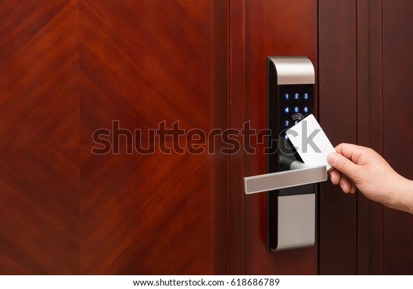 Electronic Door Lock Opening By Blank Stock Photo 618686789 | Shutterstock