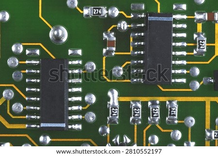 electronic green board with two microcircuits and other parts
