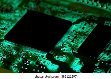 electronic high tech green computer chip 