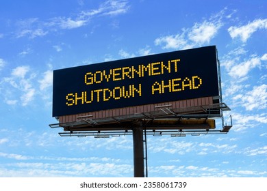 An electronic highway billboard with government shutdown aheadwarning