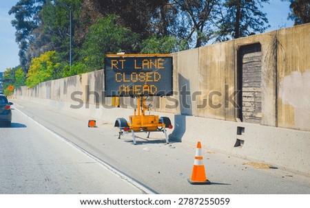 Electronic highway message board displaying 