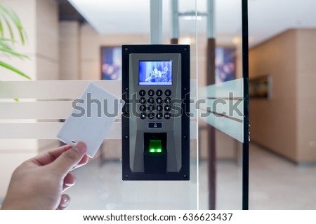 electronic key and finger scan access control system to lock and unlock doors