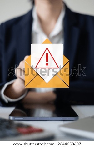 Electronic mail spam hacker message online security protection technology safety network warning concept scam fraud communication laptop computer crime send business virus danger risk threat web