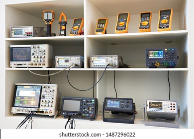 Electronic measuring devices of voltmeters and oscillographs in store