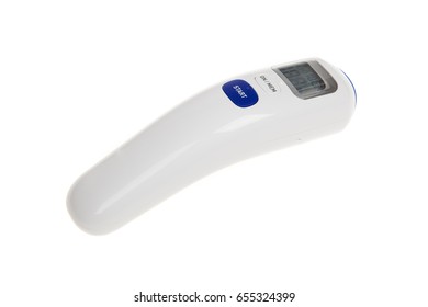 Electronic Medical Infrared Thermometer, Forehead, Isolated On White