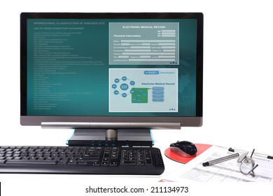 Electronic Medical Record Show On Computer Display.