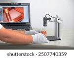 Electronic microscope with pc, concept of scientific research and new technologies