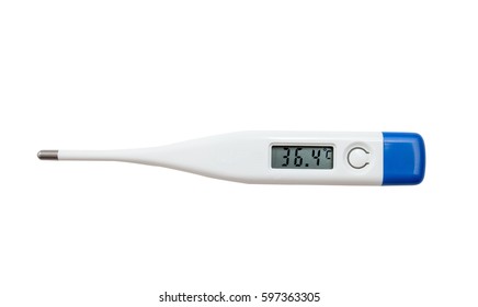 Electronic modern thermometer isolated on white. Fever diagnostic  and healthcare concept - Shutterstock ID 597363305