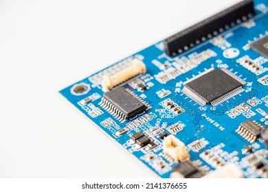 Electronic motherboard, isometric processor microchip on the white background
