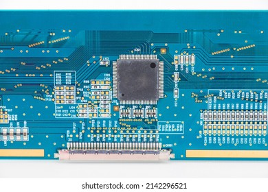 Electronic Motherboard, Isometric Processor Microchip On The White Background