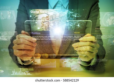 electronic newspaper concept, curation media, curation content, Graphical User Interface, abstract image visual - Shutterstock ID 588542129