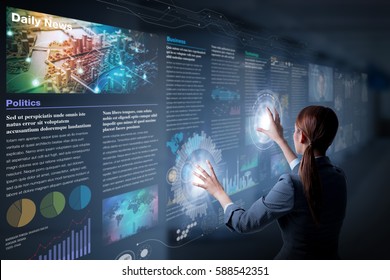electronic newspaper concept, curation media, curation content, Graphical User Interface, abstract image visual - Shutterstock ID 588542351