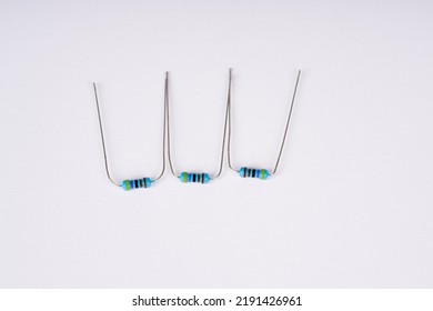 Electronic Parts Resistor On The White Background.