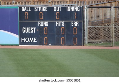 An Electronic Scoreboard At A Baseball Stadium.