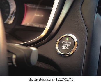 Electronic Start Stop System Button In A Modern Car