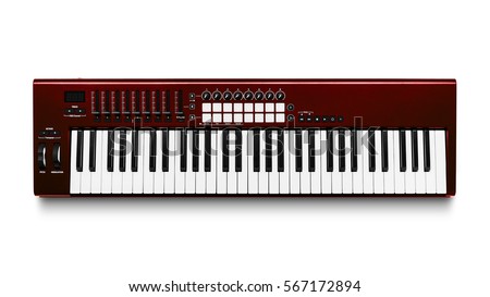 Electronic synthesizer (piano keyboard) isolated on white background with clipping path [[stock_photo]] © 