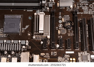 Electronic system computer motherboard,digital chip with transistor,microcircuit.PC hardware concept.
