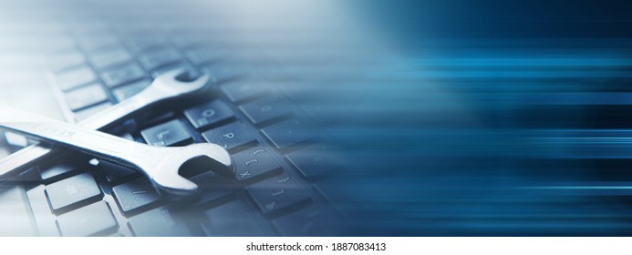 Electronic technical support concept. Wrenches  - Shutterstock ID 1887083413