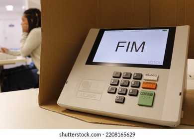 Electronic Urn Ballot Box. Brazilian Elections. Digital Vote Device On Voting Booth. System By Electoral Justice, UE 2020 Model Used At 2022 Presidential Elections - Rio, Brazil 09.29.2022