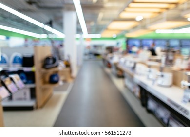 Electronics Store Blurred Background. Electronics Store In Shopping Mall.