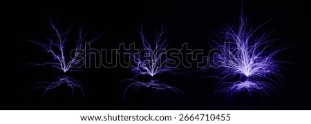 Electrostatic Discharge of Coil. set of bright electric lightning emanates from electric coils in the dark