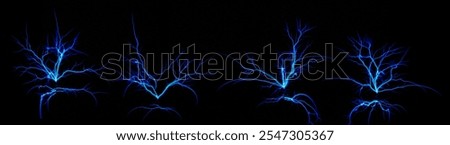 Electrostatic Discharge of Tesla Coil. set of bright electric lightning emanates from electric coils in the dark