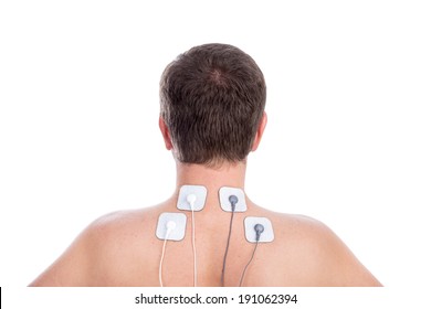 Electrostimulator for physiotherapy neck and back pain. Alternative medicine.