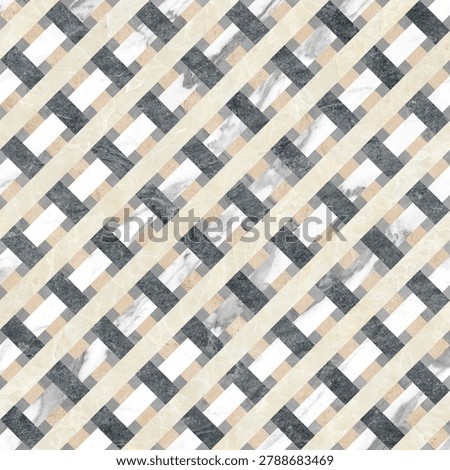 Elegant abstract geometric pattern featuring interwoven diagonal bands with marble textures in blue, grey, and ivory tones. The repeating woven design creates a modern, seamless surface ideal for tiles, wallpapers, textiles, backgrounds, interior decor, and contemporary architectural applications.
