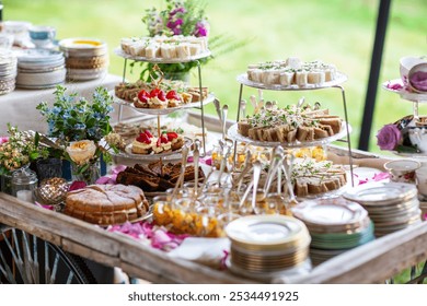 Elegant Afternoon Tea Party with Delicate Treats - Powered by Shutterstock