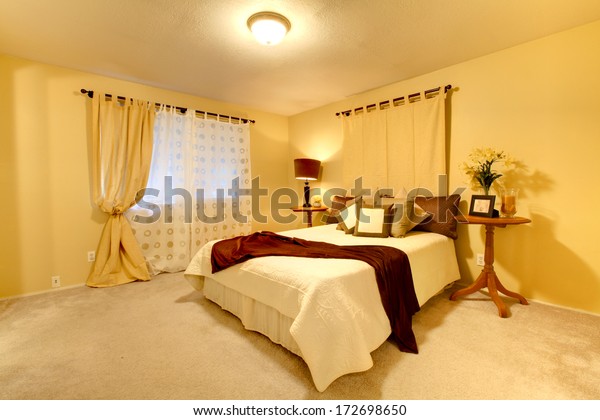 Elegant Bedroom Light Yellow Walls Matched Stock Photo Edit