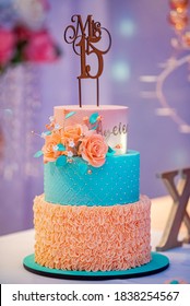 Elegant Birthday Cake With Background Lights