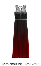 Elegant black   red long dress isolated over white