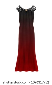 Elegant black   red long dress white background