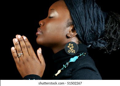 Elegant Black Woman Praying