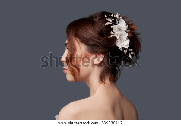 Elegant Bride Brown Short Hair Updo Stock Photo Edit Now