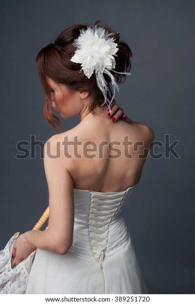 Elegant Bride Brown Short Hair Updo Stock Image Download Now